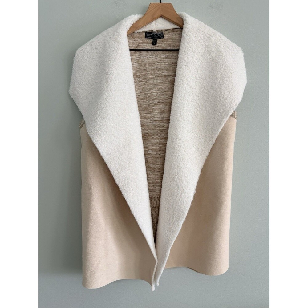 Sienna Sage Vest Cream Tan Faux Suede Womens Size 1X
